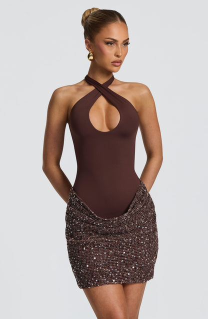 Solea | Vestido Corto - Marrón ciruela